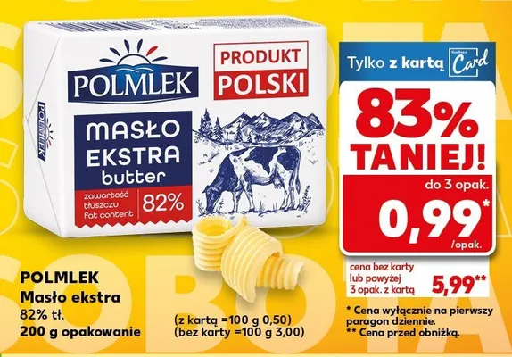 Masło ekstra 82% tł. promocja w Kaufland