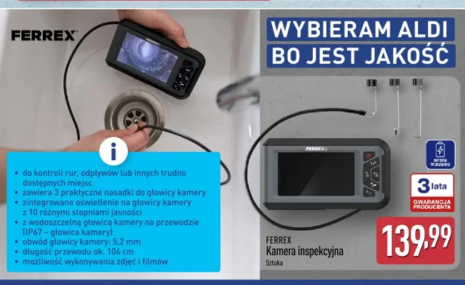 Kamera inspekcyjna Ferrex promocja w Aldi