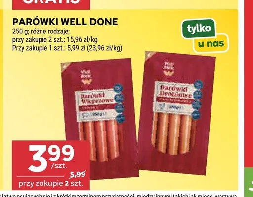 Parówki drobiowe Well Done promocja w Stokrotka