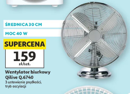 Wentylator biurkowy Qilive Q.6740 średnica 30cm moc 40W promocja w Auchan