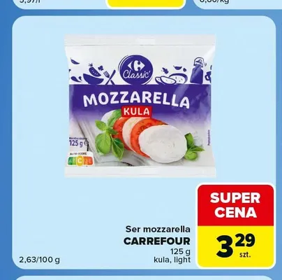 Ser mozzarella Carrefour Classic light promocja w Carrefour Market
