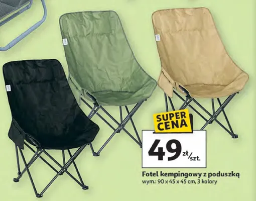 Fotel kempingowy z poduszką promocja w Auchan