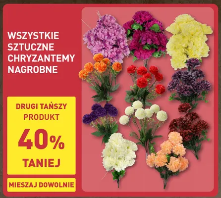 Sztuczne chryzantemy nagrobne promocja w Aldi