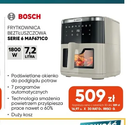 Frytkownica beztłuszczowa Serie 6 MAF671CO Bosch promocja w Max Elektro
