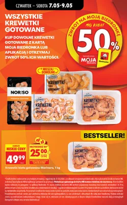 Krewetki białe gotowane Marinero promocja w Biedronka