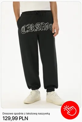 Dresowe spodnie z tekstową naszywką Cropp promocja w Cropp
