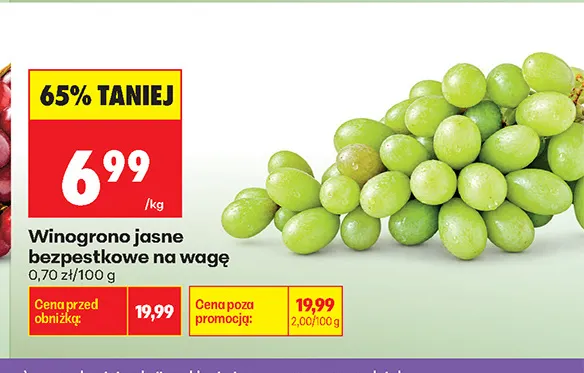 Winogrona jasne bezpestkowe promocja w Biedronka