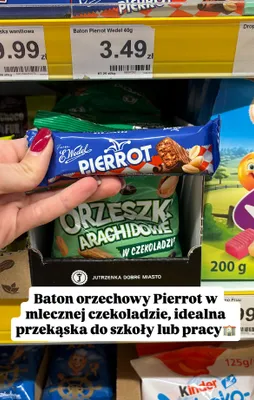 Baton orzechowy Pierrot w mlecznej czekoladzie promocja w Dino