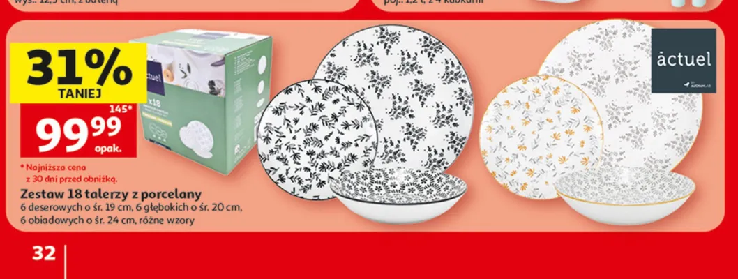 Zestaw 18 talerzy z porcelany Actuel promocja w Auchan