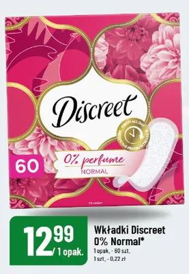 Wkładki higieniczne Discreet 0% Normal promocja w POLOmarket