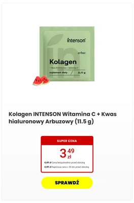 Suplement diety kolagen Intenson Witamina C + Kwas hialuronowy arbuzowy promocja w Media Expert