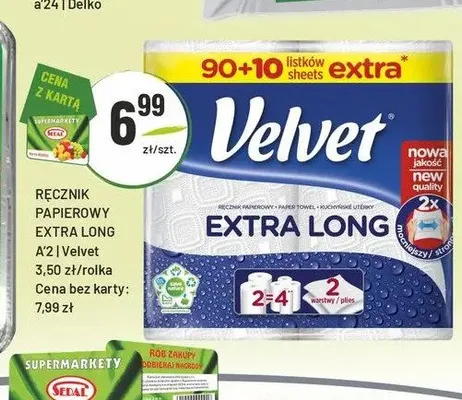 Ręcznik papierowy Velvet Extra Long 2-pak promocja w Sedal