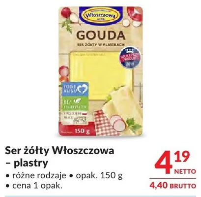 Ser żółty Włoszczowa – plastry promocja w Makro
