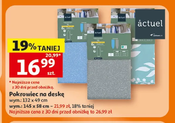 Pokrowiec na deskę do prasowania Actuel 132x49 cm promocja w Auchan