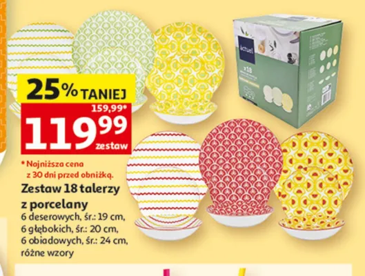 Zestaw 18 talerzy z porcelany Actuel promocja w Auchan
