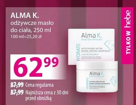 Masło do ciała ALMA K. odżywcze masło do ciała promocja w Hebe