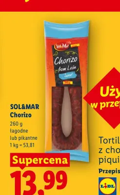 Kiełbasa Chorizo pikantne Sol&Mar promocja w Lidl