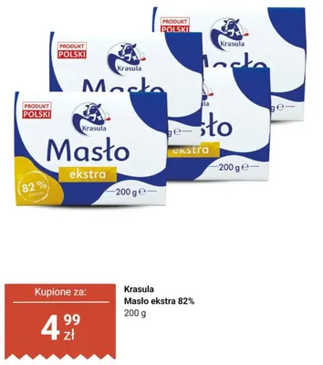 Masło ekstra Krasula 82% promocja w Dino