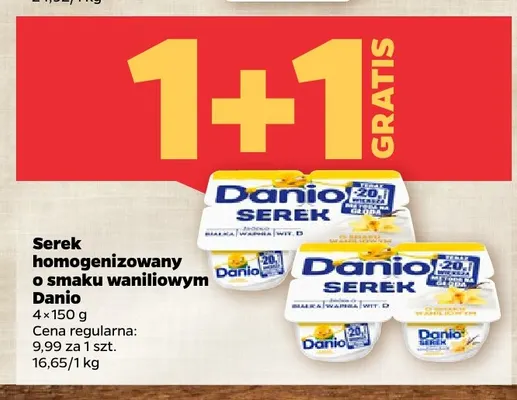 Serek homogenizowany o smaku waniliowym Danio 4-pak promocja w Netto