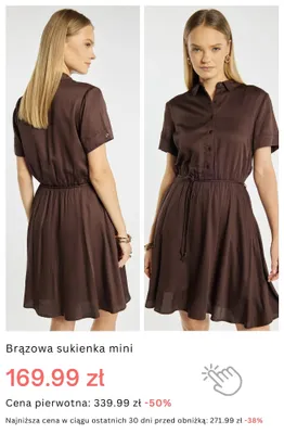 Sukienka mini brązowa promocja w Monnari