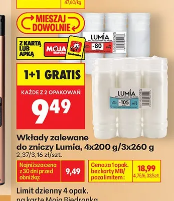 Wkłady zalewane do zniczy Lumia 3-pak 260 g promocja w Biedronka