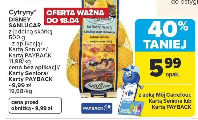 Cytryny z jadłaną skórką Disney Sanlucar promocja w Carrefour Market