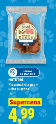 Przysmak dla psa ucho suszone Natural promocja w Lidl