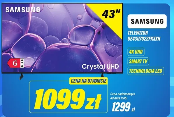 Telewizor Samsung Crystal UHD 43" UE43U7022FKXXH 4K Smart TV promocja w RTV EURO AGD