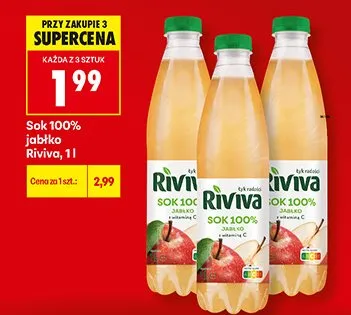 Sok 100% jabłko Riviva promocja w Biedronka