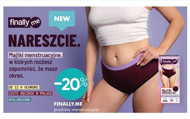 Majtki menstruacyjne Finally.me promocja w Super-Pharm