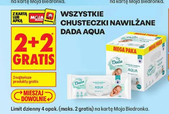 Chusteczki nawilżane Dada Aqua promocja w Biedronka