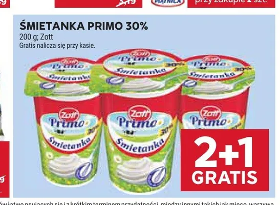 Śmietanka Primo 30% Zott promocja w Stokrotka