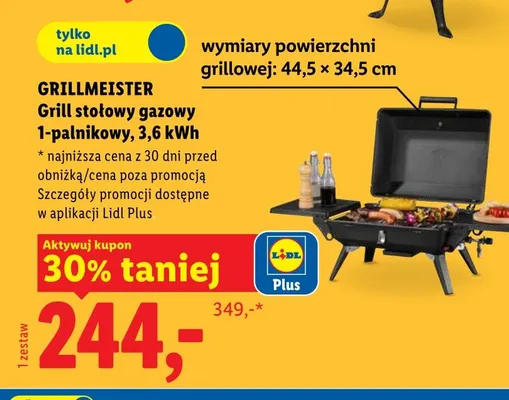 Grill stołowy gazowy 1-palnikowy GRILLMEISTER 3,6kW promocja w Lidl