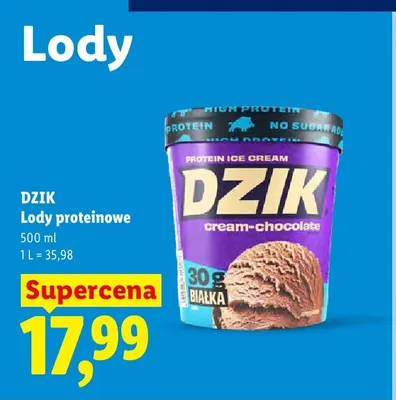 Lody proteinowe Dzik cream-chocolate promocja w Lidl