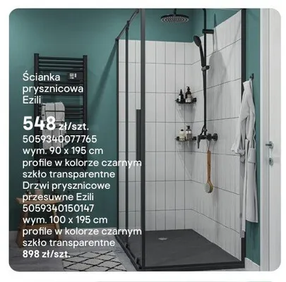 Ścianka prysznicowa Ezili 90x195 cm promocja w Castorama