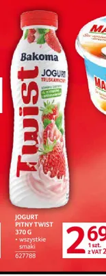 Jogurt pitny Twist truskawkowy Bakoma promocja w Selgros
