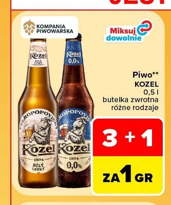 Piwo Kozel Bily Lehky promocja w Carrefour