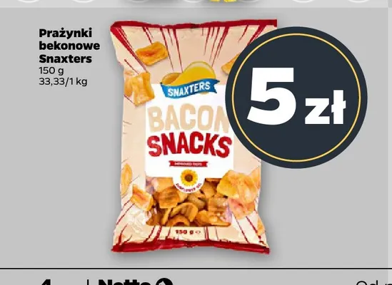 Prażynki bekonowe Snaxters promocja w Netto