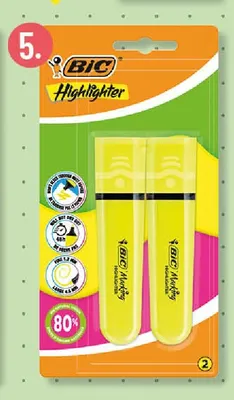 Zakreślacz żółty BIC 2-pak promocja w POLOmarket