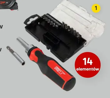 Zestaw bitów z wkrętakiem 14 elementów Forge Steel promocja w Castorama