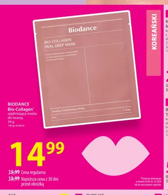 Ujędrniająca maska do twarzy Bio-Collagen Biodance promocja w Hebe