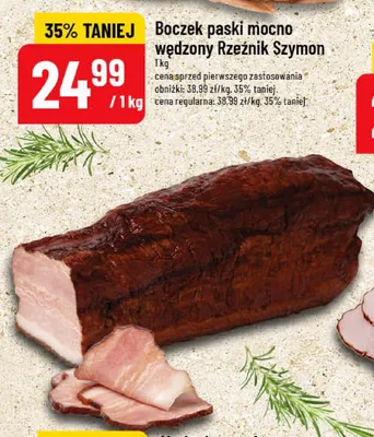 Boczek paski mocno wędzony Rzeźnik Szymon promocja w POLOmarket