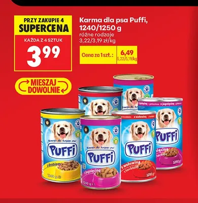 Karma dla psa Puffi z wołowiną promocja w Biedronka