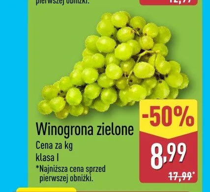Winogrona zielone promocja w Aldi