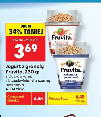 Jogurt z granolą i truskawkami Fruvita promocja w Biedronka