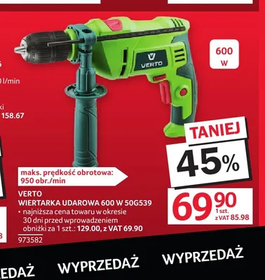 Wiertarka udarowa Verto 50G539 600W promocja w Selgros