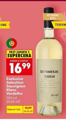Wino białe wytrawne Exclusive Selection Sauvignon Blanc Verdelho promocja w Biedronka