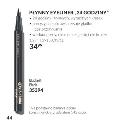 Płynny eyeliner 24 godziny Blackest Black Avon promocja w AVON