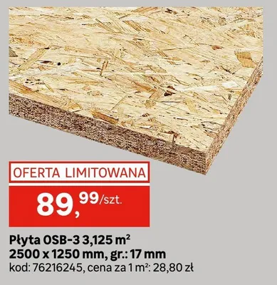 Płyta OSB-3 3,125m2 2500x1250mm gr. 17mm promocja w Leroy Merlin