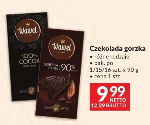 Czekolada gorzka 100% Cocoa Wawel promocja w Makro
